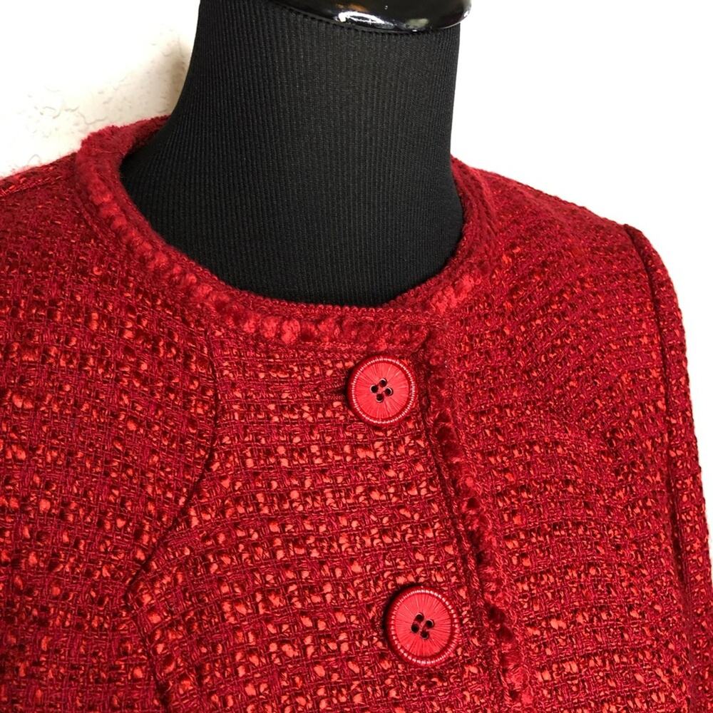 Pendleton red bouchle knit wool blend blazer size… - image 8
